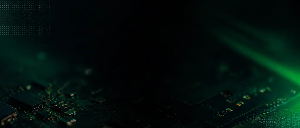 DFCY high-tech PCB manufacturing and electronic component assembly services, featuring a dark green circuit board background and key company advantages