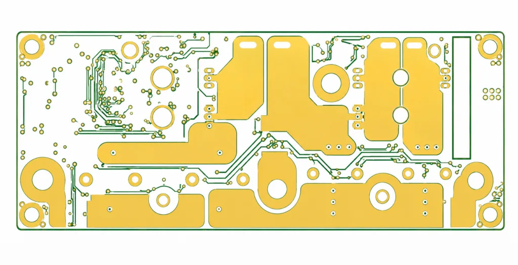 high-frequency RF microwave PCB Gerber artwork with gold copper planes, ENIG finish, and precision routing traces