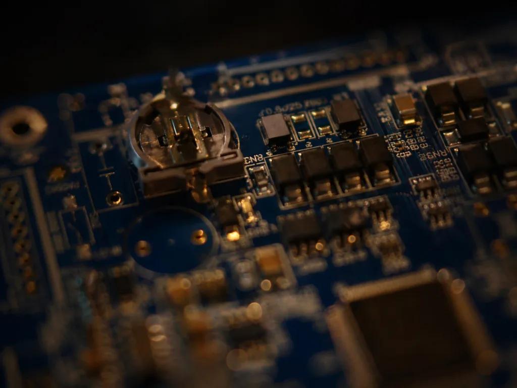 Assembled PCB with electronic components for prototype and production projects