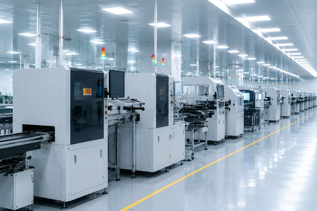 Custom PCB manufacturing facility with advanced equipment, concurrent engineering support, and reliable production quality