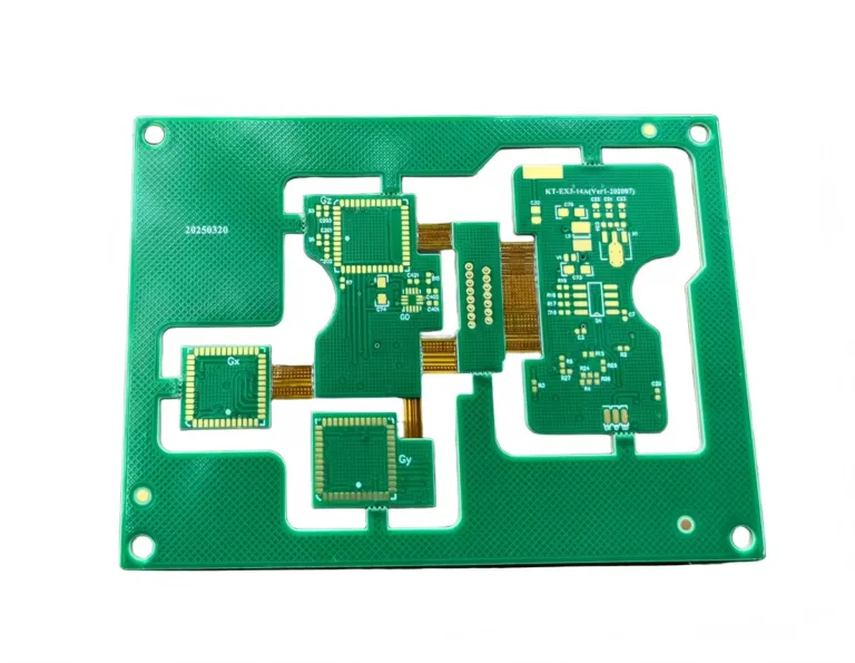 Green rigid-flex PCB with multiple interconnected circuit sections