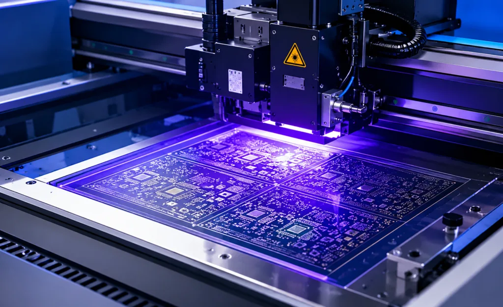 LDI exposure machine processing HDI PCB panels with laser imaging technology