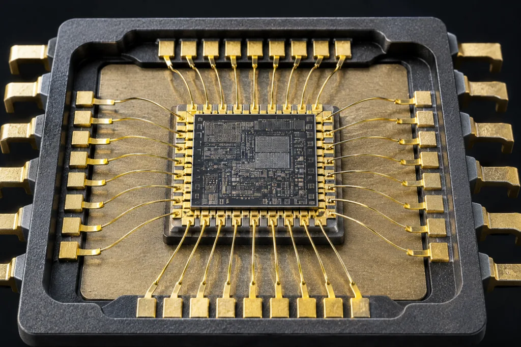 How wire bonding connects semiconductor chips to package leads