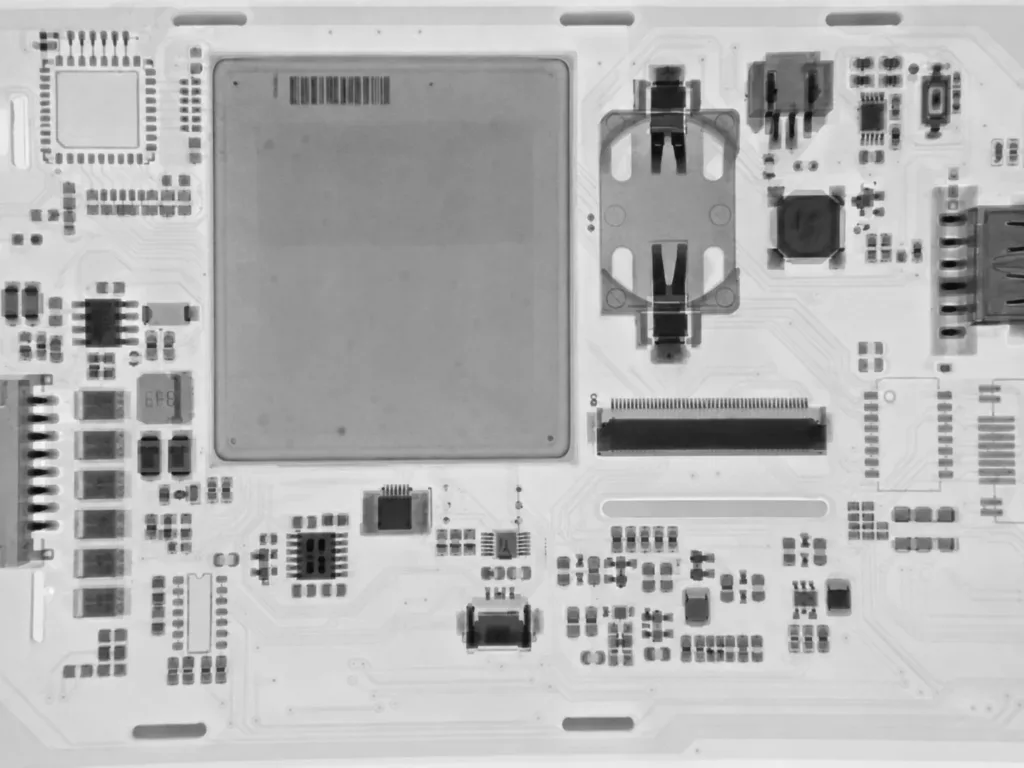 X-ray PCB inspection showing hidden solder joints and internal connections