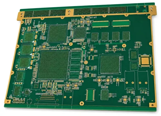 Bare multilayer PCB with dense BGA pads and gold-plated contacts